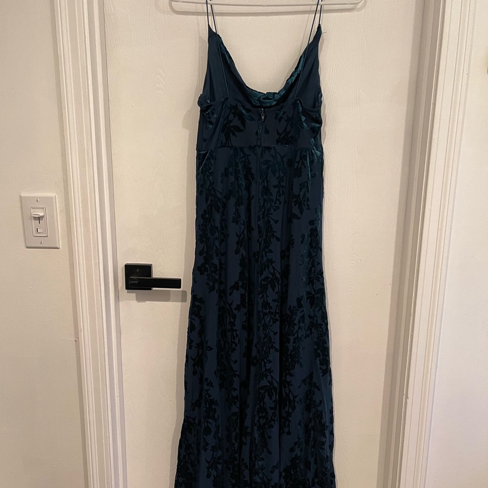 Elegant Teal and Black Floral Dress